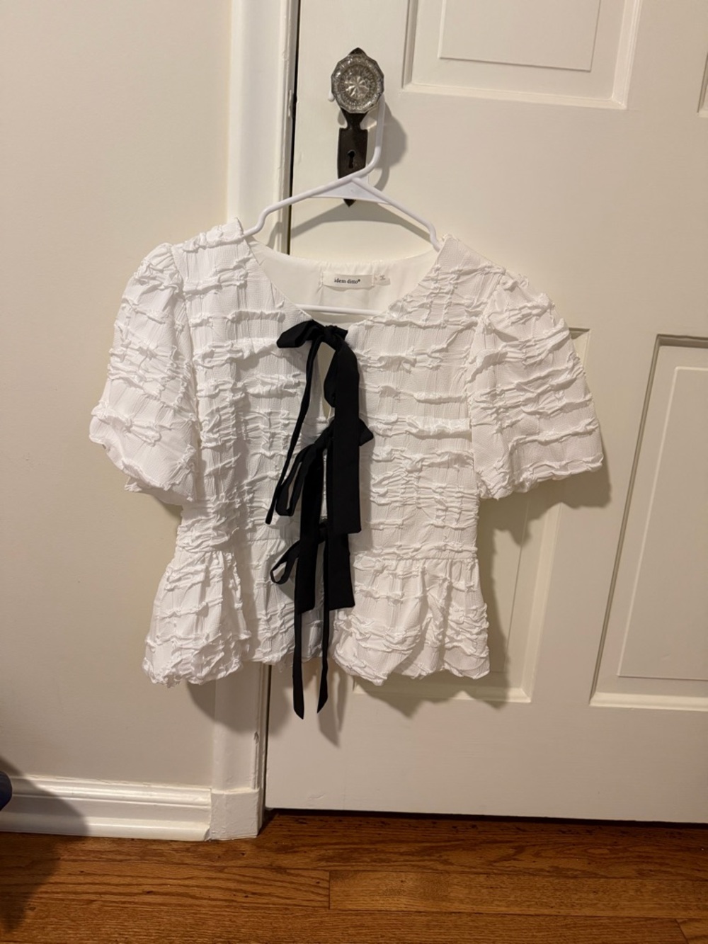 White Ruffle Tie-Front Top